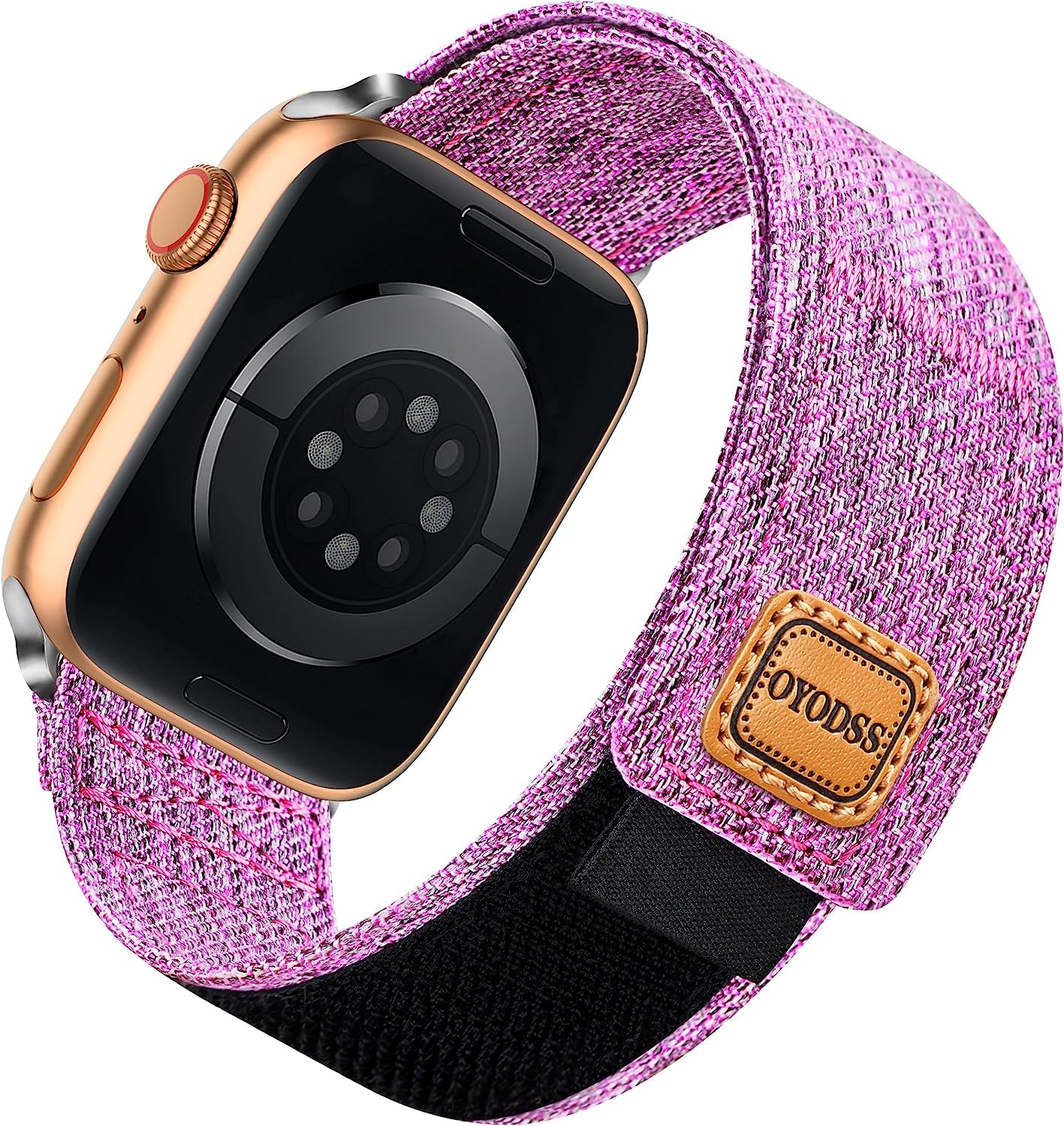 OYODSS Woven Fabric Cloth Band Compatible with Apple Watch Bands 38Mm 40Mm 41Mm 42Mm 44Mm 45Mm 49Mm, Adjustable Breathable Sport Strap for Iwatch Ultra Series 8/7/6/5/4/3/2/1 SE Women Men  OYODSS Pink Purple 42/44/45/49MM 