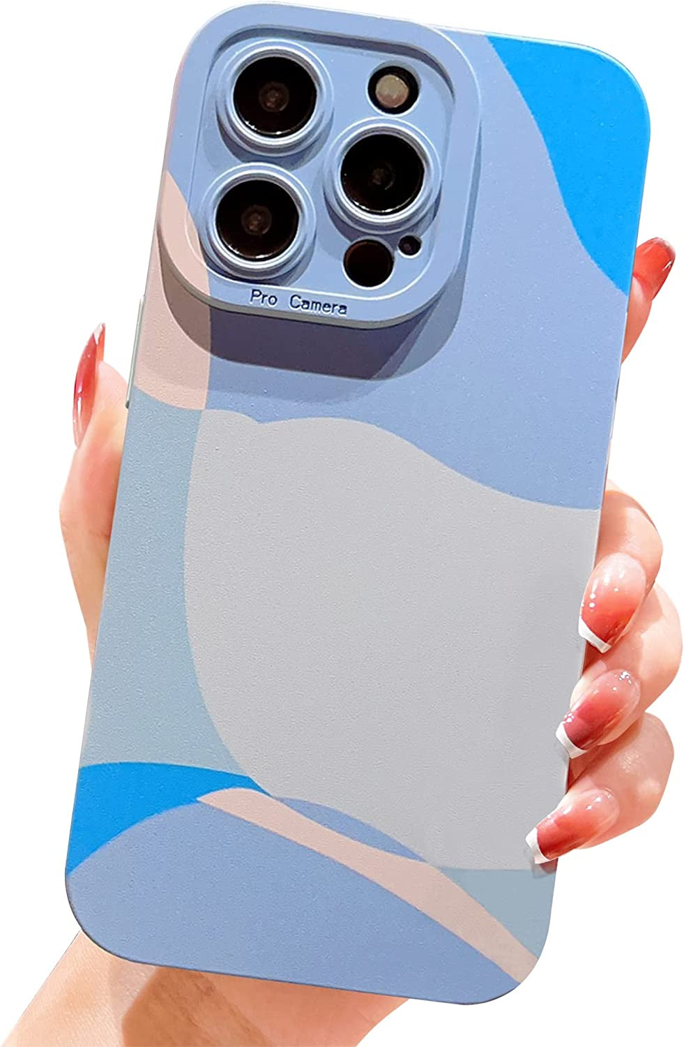 YKCZL Compatible with Iphone 14 Pro Case(No Fit Iphone 14 Pro Max 6.7 Inch), Cute Painted Art Heart Pattern Full Camera Lens Protective Slim Soft Shockproof Phone Case for Women Girls-Dark Blue  YKCZL Blue 1  