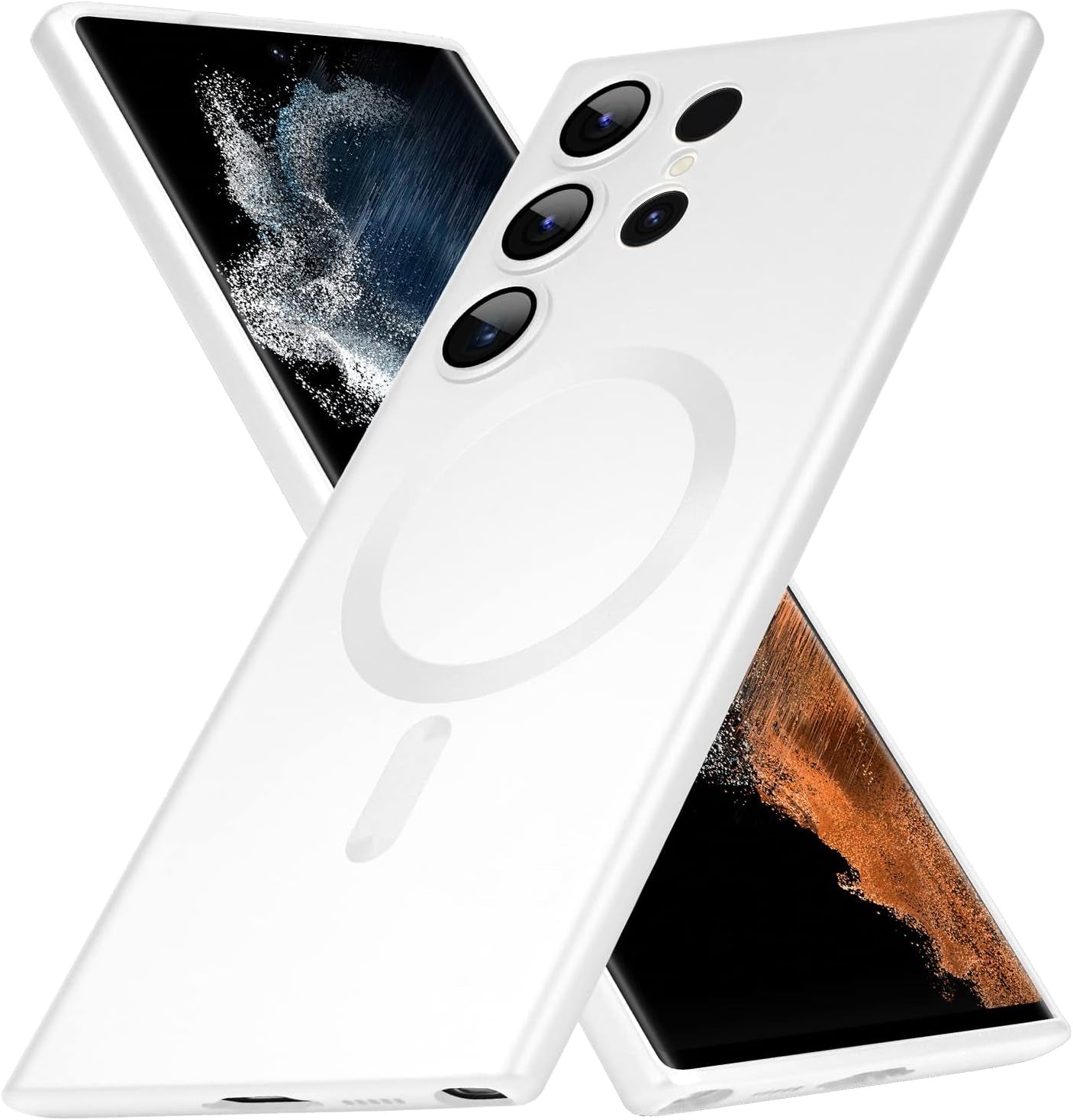 Goarshy Magnetic Designed for Samsung Galaxy S22 Ultra Case White [Compatible with Magsafe] Hard Back & Soft Bumper, Protective Slim Thin S22 Ultra Case 6.8'' 2022, Feather Dream White  Goarshy   