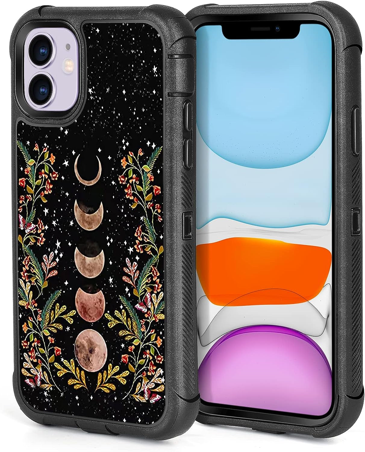 XWMHHP Compatible with Iphone 12 Case Iphone 12 Pro Case Dont Tread on Me American Flag Design for Men, 3-Layer Rugged Shockproof Hard Plastic Bumper +Soft Silicone Rubber Heavy Duty Protection Cover  XWMHHP Moon Eclipse Star Iphone 12/12 Pro 