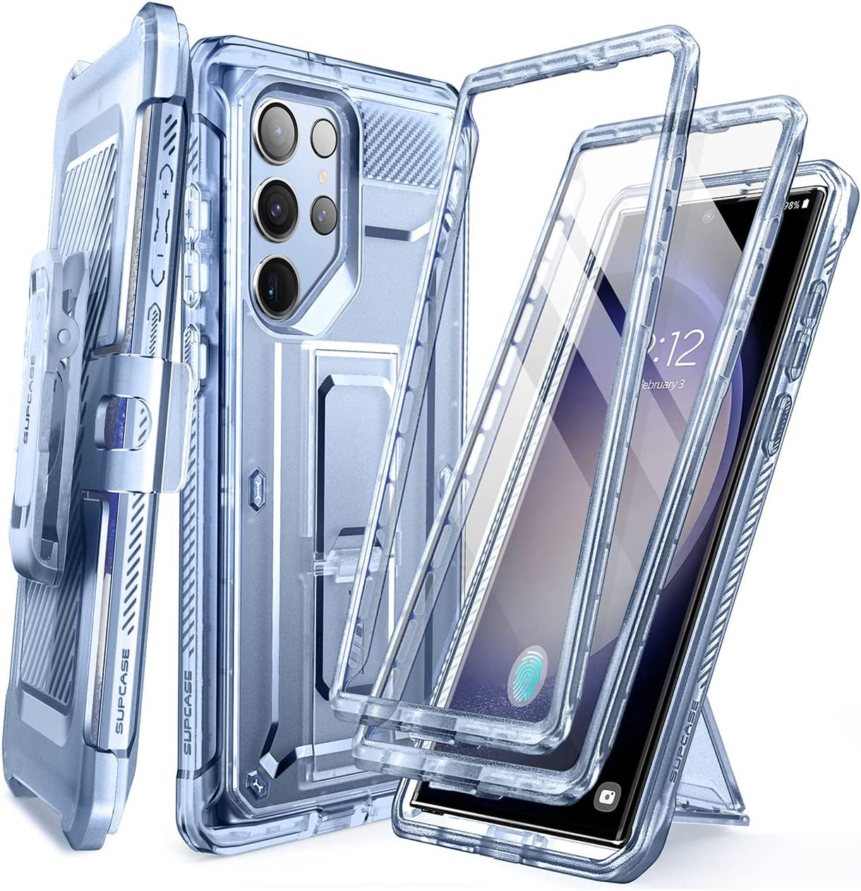 SUPCASE Unicorn Beetle Pro Case for Samsung Galaxy S23 Ultra 5G (2023), [Extra Front Frame] Full-Body Dual Layer Rugged Belt-Clip & Kickstand Case with Built-In Screen Protector (Frostblue)  SUPCASE   