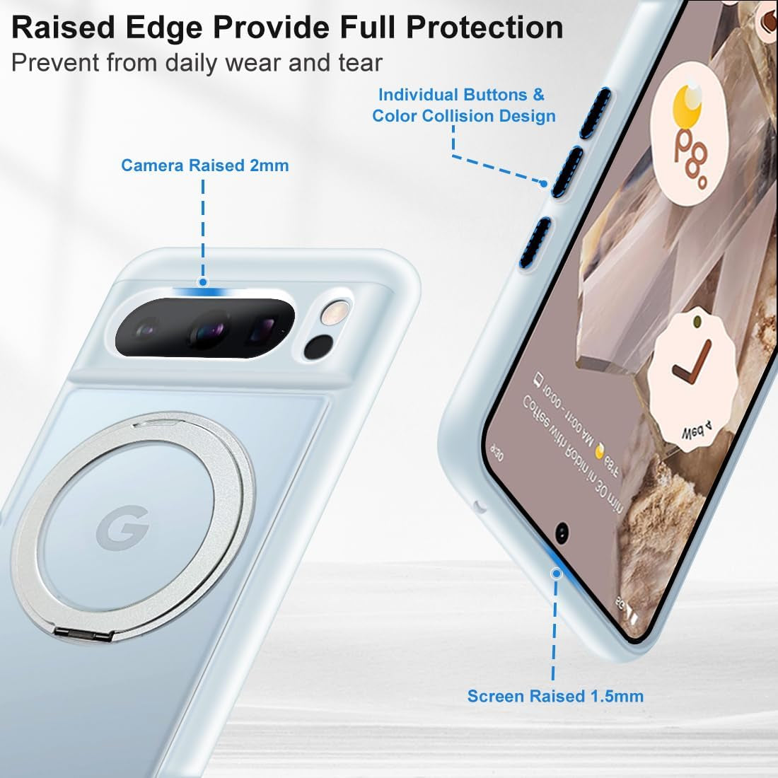 MALEWOLF for Google Pixel 8 Pro Magnetic Case Compatible with Magsafe [Invisible Kickstand] Shockproof Anti-Fingerprint Matte Translucent Cover Protective Phone Case for Pixel 8 Pro 5G (Frosted Clear)  MALEWOLF   