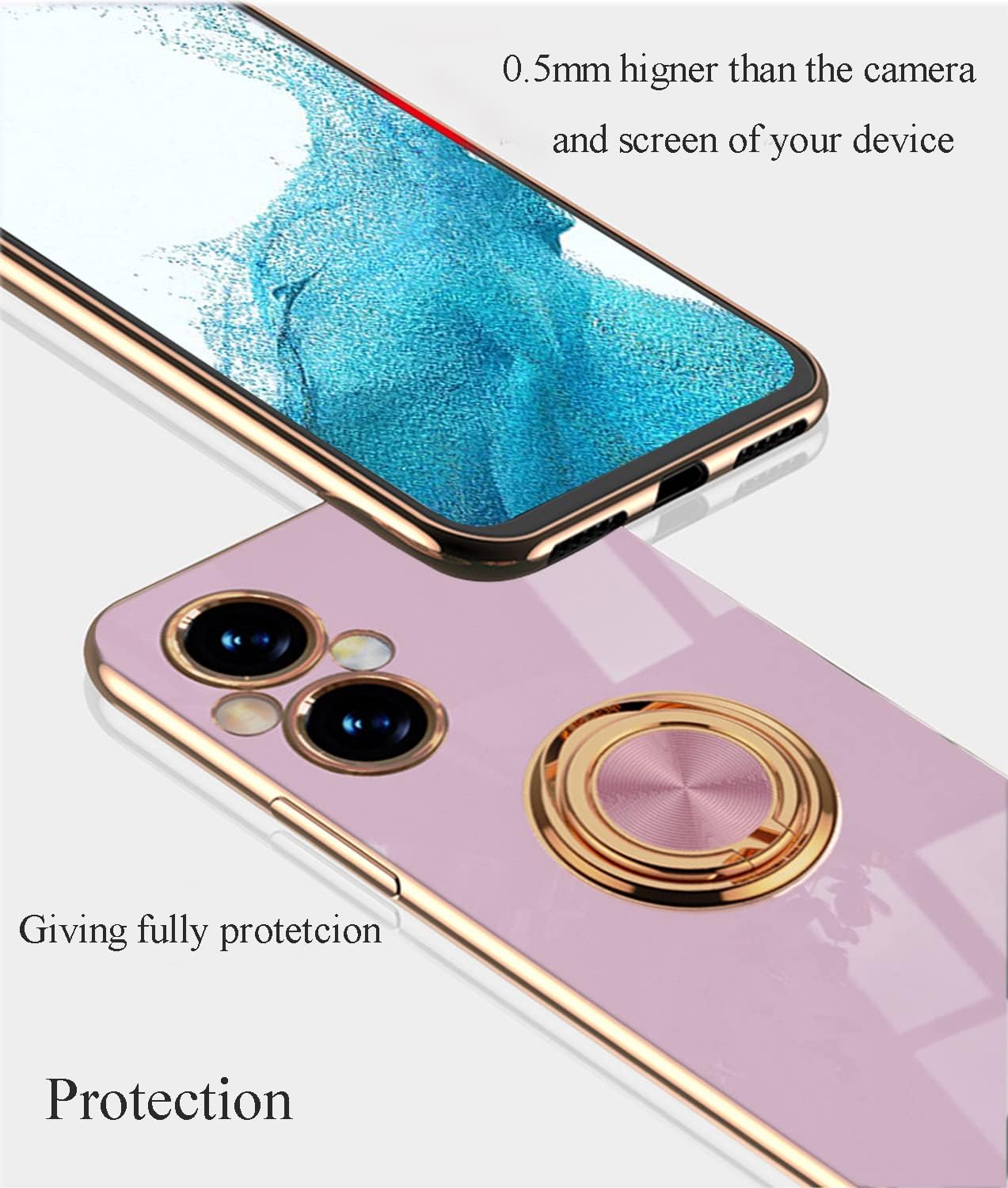 Yarxiawin Compatible for Oneplus Nord N20 5G Case Ring Holder Magnet Silicone, Oneplus N20 5G Case Thin Phone Case Aesthetic Black 360° Rotatable Metal Stand (Purple)  Yarxiawin   