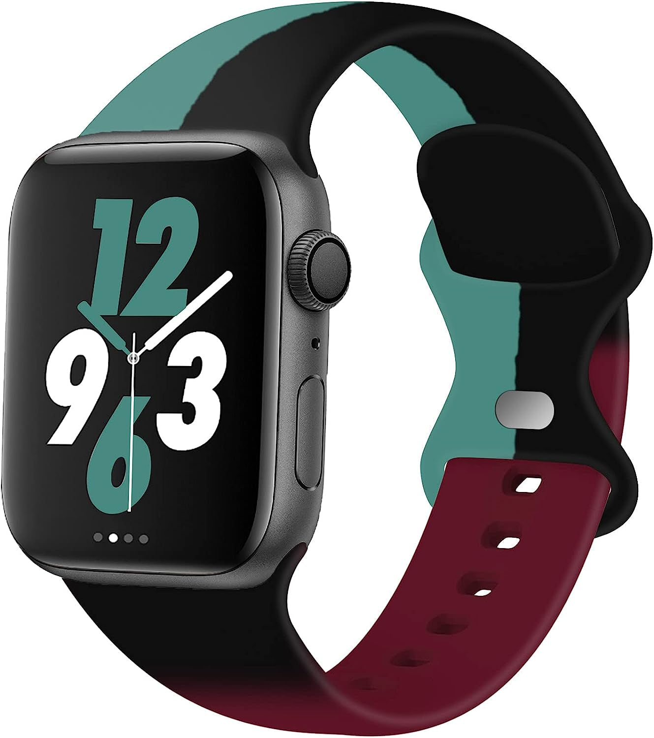 Acrbiutu Bands Compatible with Apple Watch 38Mm 40Mm 41Mm 42Mm 44Mm 45Mm 49Mm, Replacement Soft Silicone Sport Accessory Strap Wristbands for Iwatch Series Ultra 8/7/6/5/4/3/2/1 SE Women Men  Acrbiutu C,Mixed Black Pine Green Wine Red 38/40/41mm M/L 