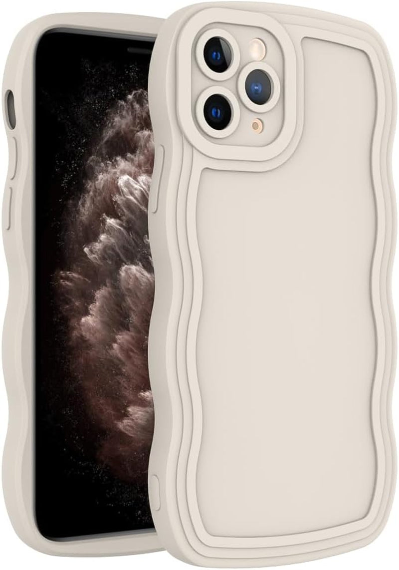 WOGROO Case for Iphone 11 Pro Case,Wave Curly Frame Design,Soft Flexible Tpu,Cute Wavy Solid Color Aesthetic Flashion Phone Case Shockproof Protective Case Cover 5.8" - Pink  WOGROO White Iphone 11 Pro 