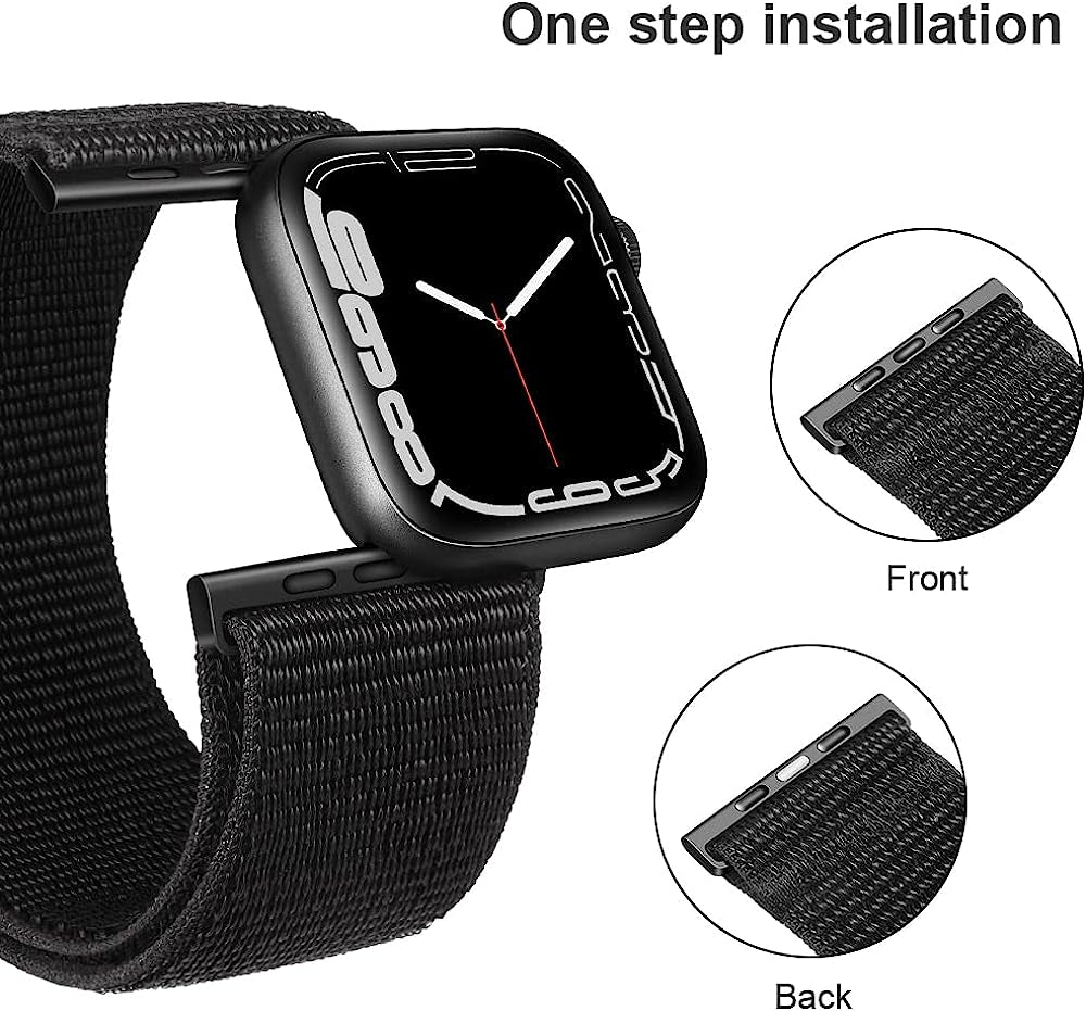 ZRDESIGN Ultra Wide Black Nylon Watch Band Compatible with Apple Watch 38Mm 40Mm 41Mm 42Mm 44Mm 45Mm 49Mm, Adjustable Sport Loop for Iwatch Series 8 7 6 5 4 3 2 1 SE  ZRDESIGN   