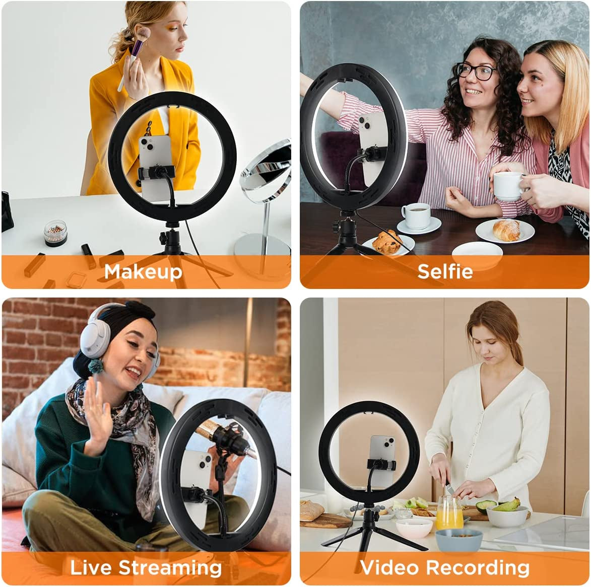 10" Selfie Ring Light LED Dimmable Circle Lights with Tripod & Phone Stand for Photography Youtube Video Recording Vlogs  Maraawa   