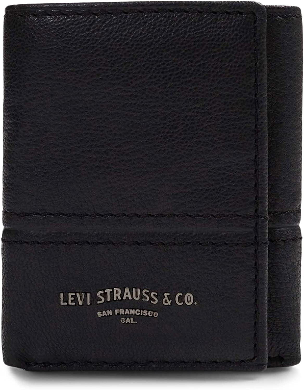 Levi'S Men'S Sleek and Slim Trifold Minimalist Wallet  Levi's Black Zip One Size 