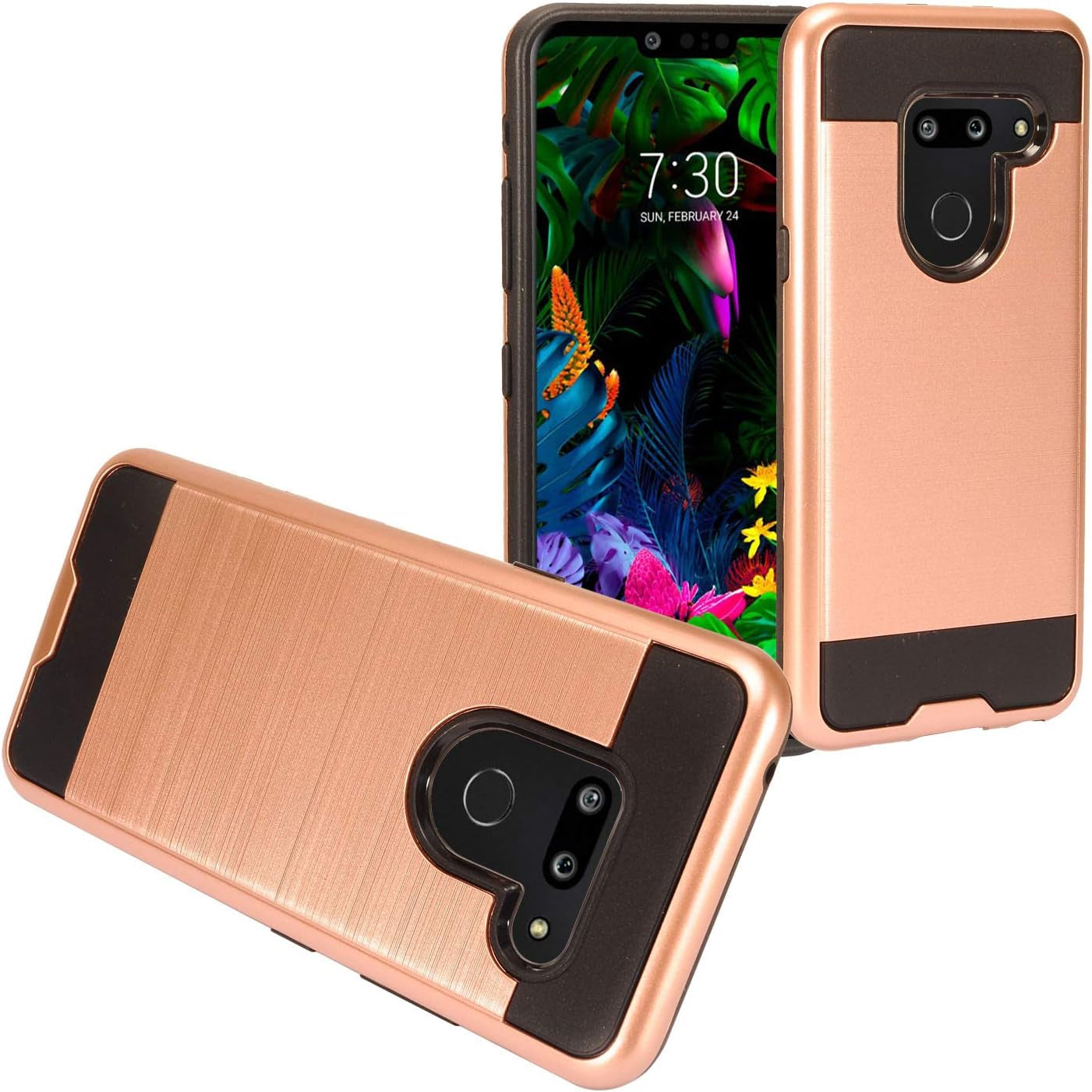 Eaglecell - Compatible with LG G8 Thinq - Brushed Style Hybrid Phone Case - CS3 Gold  Eaglecell Cs3 Black/Rose Gold  