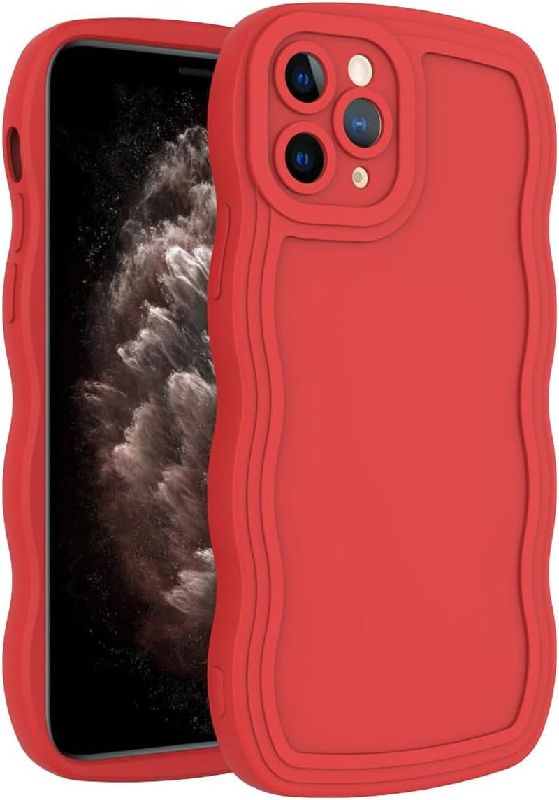WOGROO Case for Iphone 11 Pro Case,Wave Curly Frame Design,Soft Flexible Tpu,Cute Wavy Solid Color Aesthetic Flashion Phone Case Shockproof Protective Case Cover 5.8" - Pink  WOGROO Red Iphone 11 Pro 