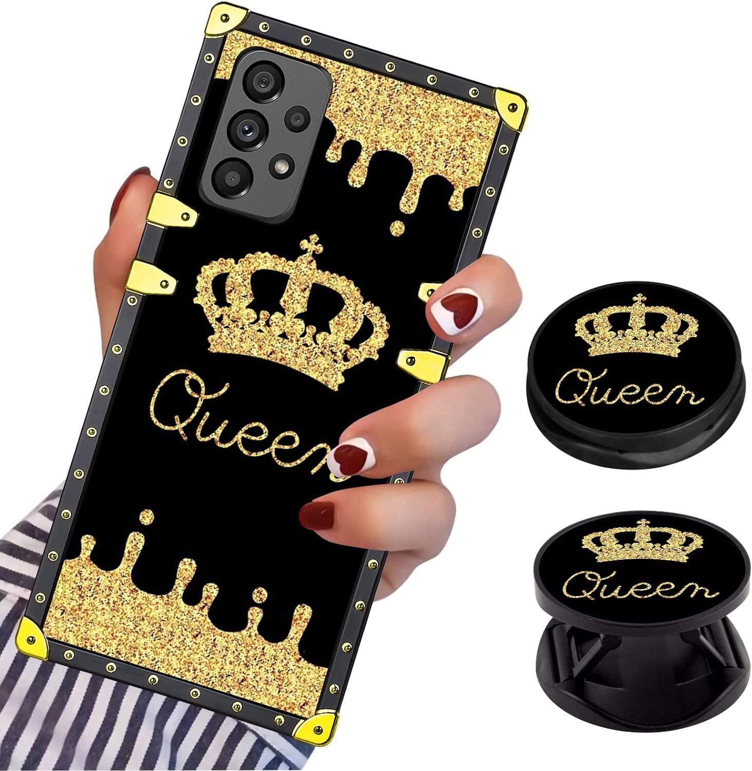 LSL Compatible with Samsung Galaxy Note 20 5G Square Phone Case, Queen Golden Crown Luxury TPU Plating Corner Shockproof Protection Cover for Women Girls, for Samsung Galaxy Note 20 5G  LSL For Samsung Galaxy A73 5G  