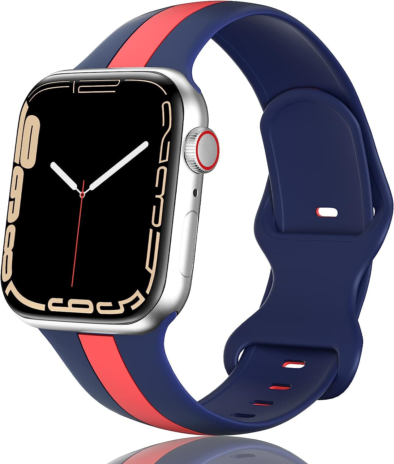 Designer Apple Watch Band 38Mm 40Mm 41Mm 42Mm 44Mm 45Mm for Women Men Silicone Sport Replacement Watch Bands Breathable Soft Strap Wristband for Iwatch Series SE 7 6 5 4 3 2 1  HONEYBABY   