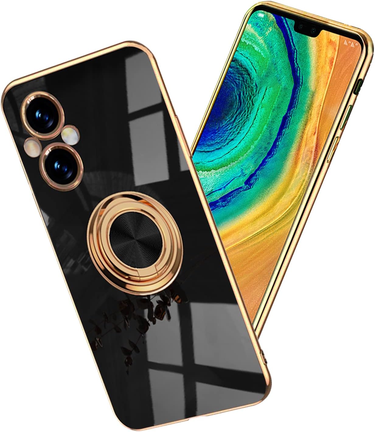 Yarxiawin Compatible for Oneplus Nord N20 5G Case Ring Holder Magnet Silicone, Oneplus N20 5G Case Thin Phone Case Aesthetic Black 360° Rotatable Metal Stand (Gray)  Yarxiawin Black  