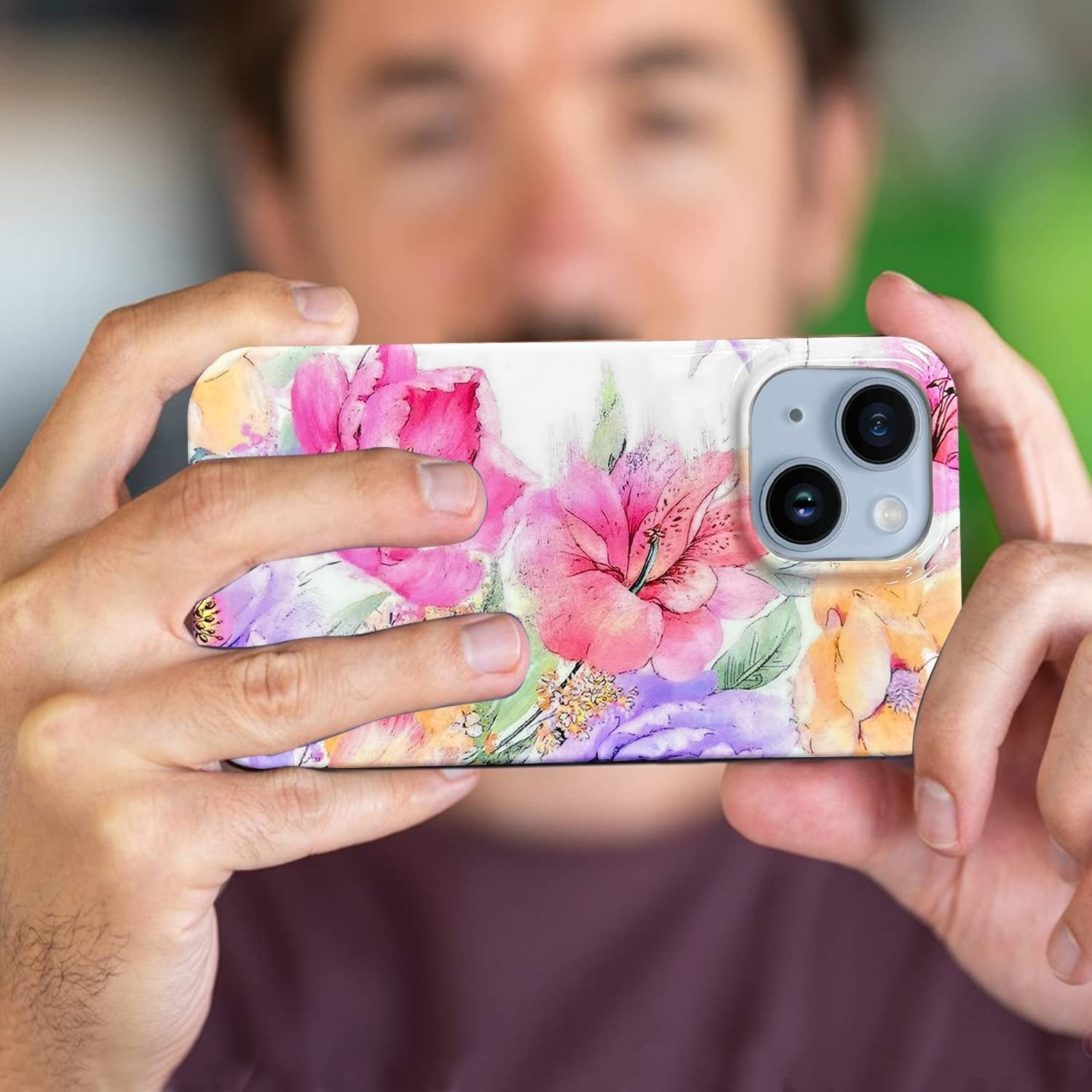 J.West Compatible with Iphone 14 Case 6.1" Garden Flower Soft Silicone Rubber Shockproof Cute Floral Pattern Design Slim Fit Anti-Scratch Phone Protective Case Cover for Women Girl Peony  J.west   