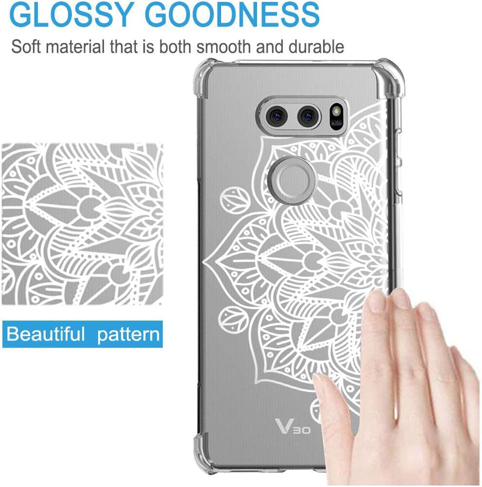 Gufuwo Flowers Clear Slim Designed for LG V30 Case, Shock-Absorption Floral Flexible Soft TPU Protective Case Cover for LG V30,For LG V30S,For LG V30 Plus,For LG V35,For LG V35 Thinq (Mandala)  Gufuwo   