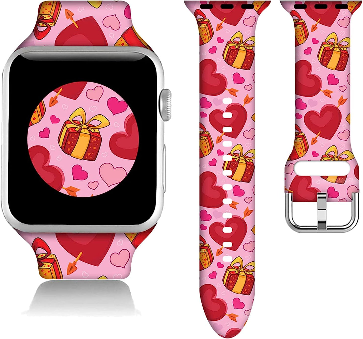 Easter Gifts Decorations Wristband Straps for Apple Watch Band 38Mm/40Mm/41Mm/42Mm/44Mm/45Mm Soft Silicone Easter Watch Band Strap for Apple Smart Watch Series 7 6 5 4 3 2 1 SE.  DGDGDG Couples Valentines Gift Red Hearts 38mm/40mm/41mm 