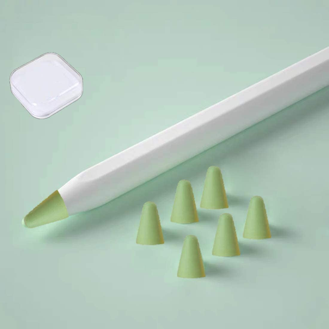 Happycover Compatible with Apple Pencil Tips, Professional Liquid Silicone Nibs Cover Replacement for 1St & 2Nd Gen, Writing Anti-Slip Protective Case for Apple Ipad Pencil. (Black)  ZSHK Matcha  