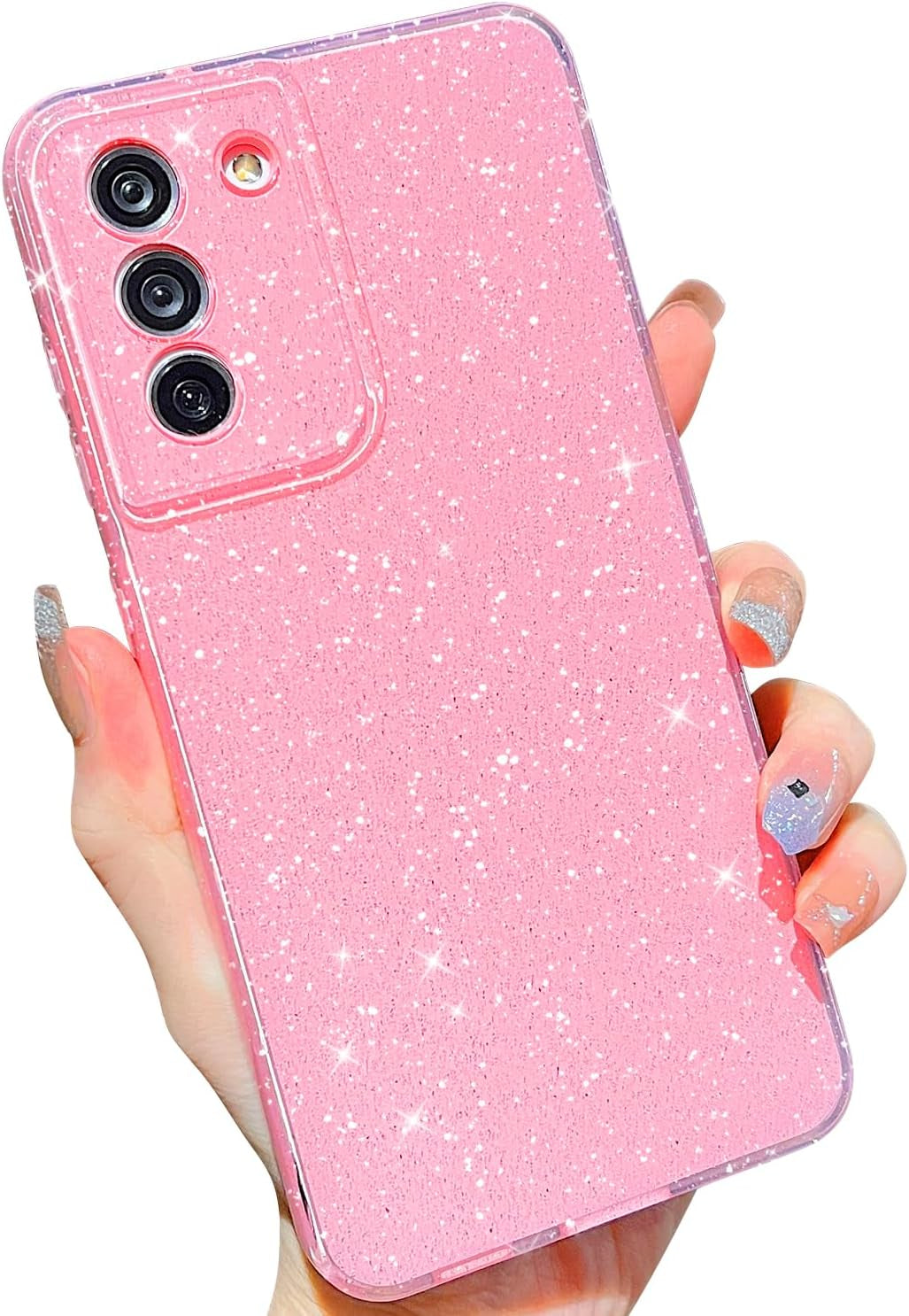 MINSCOSE Compatible with Samsung Galaxy S21 plus 5G Case,Cute Bling Glitter Thin Slim Shockproof TPU Sparkly Cover for Women Girl for Galaxy S21 plus 6.7 Inch-Mint Green  MINSCOSE Pink S21 Fe 