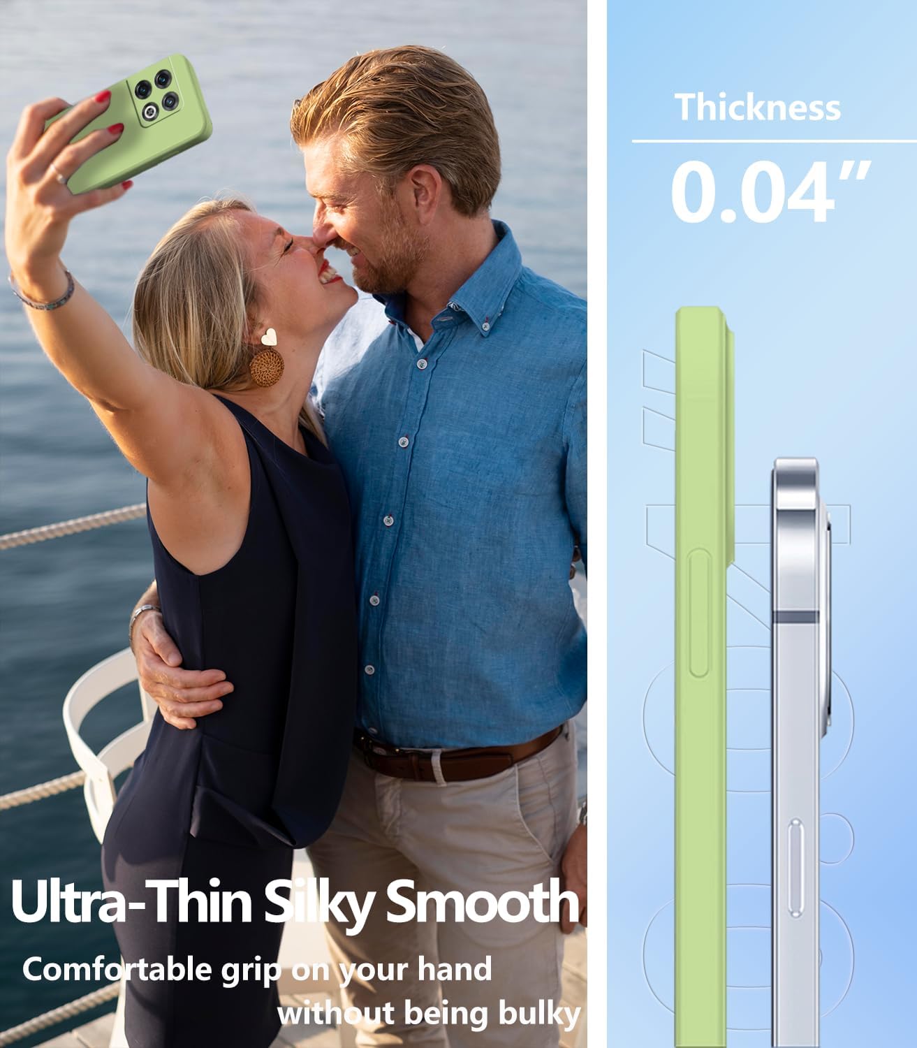 Wousunly Compatible with Oneplus 10 Pro Case Silicone Liquid Pink, Soft Smooth Touch Oneplus 10 Pro Phone Case Silicone Shockproof Thin Cover (Oneplus 10 Pro, Green)  Wousunly   