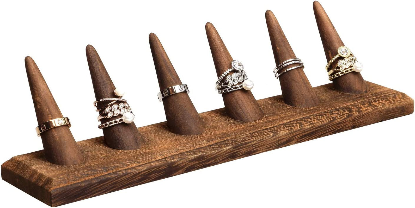 Mooca 2 Pcs Set Finger Ring Stand Jewelry Display Holder Showcase Display Stands 11" X 2 1/4" X 2 3/4", Brown  MOOCA   