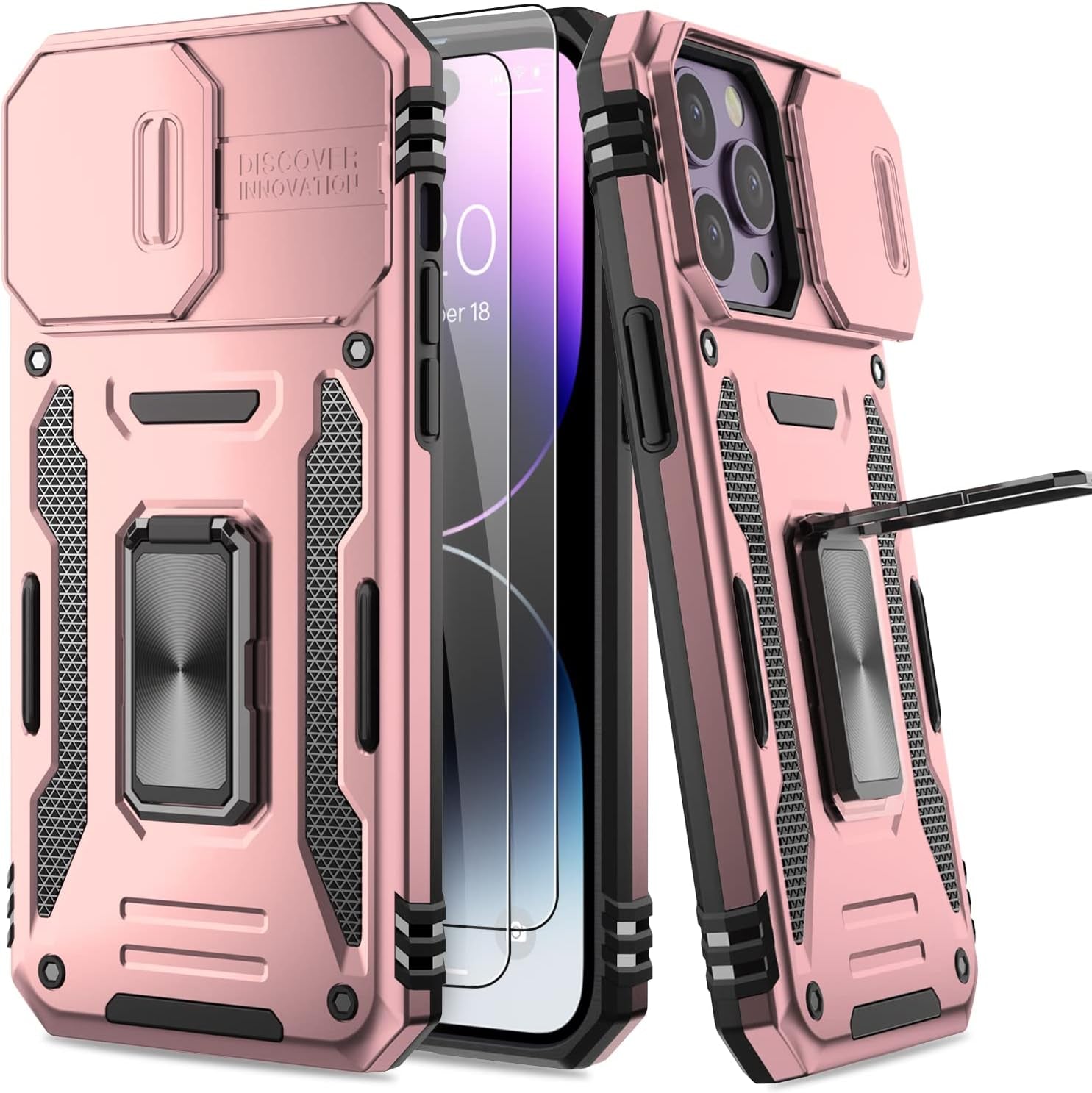 AUPAI Iphone 14 plus Case with Screen Protector,Iphone 14 plus Cover Crystal Clear Anti-Yellow Heavy Duty Acrylic Protective Phone Case with Magnetic Kickstand for Apple Iphone 14 Plus,Green  AUPAI   