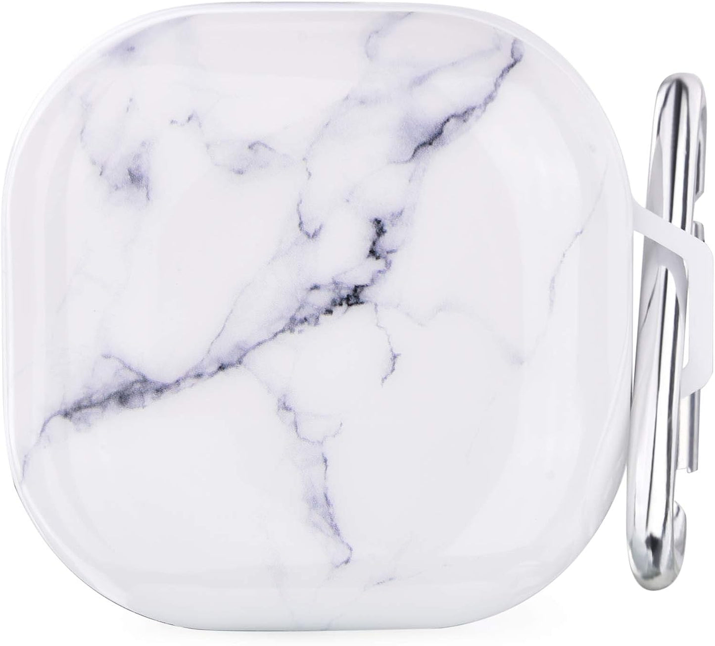 OLEBAND Galaxy Buds 2 Pro/Buds Live/Buds Pro/Buds 2 Case with Cute Pattern and Keychain Accessory,Hard Cover for Women and Girls,Colorful Marble  OLEB White Marble  