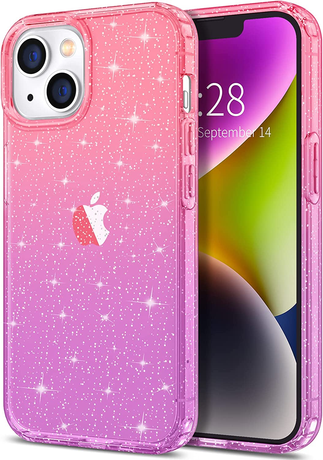 Hython Case for Iphone 14 Case Glitter, Cute Sparkly Clear Glitter Shiny Bling Sparkle Cover, Anti-Scratch Soft TPU Thin Slim Fit Shockproof Protective Phone Cases for Women Girls, Clear/Blue Glitter  Hython Pink/Purple Glitter  