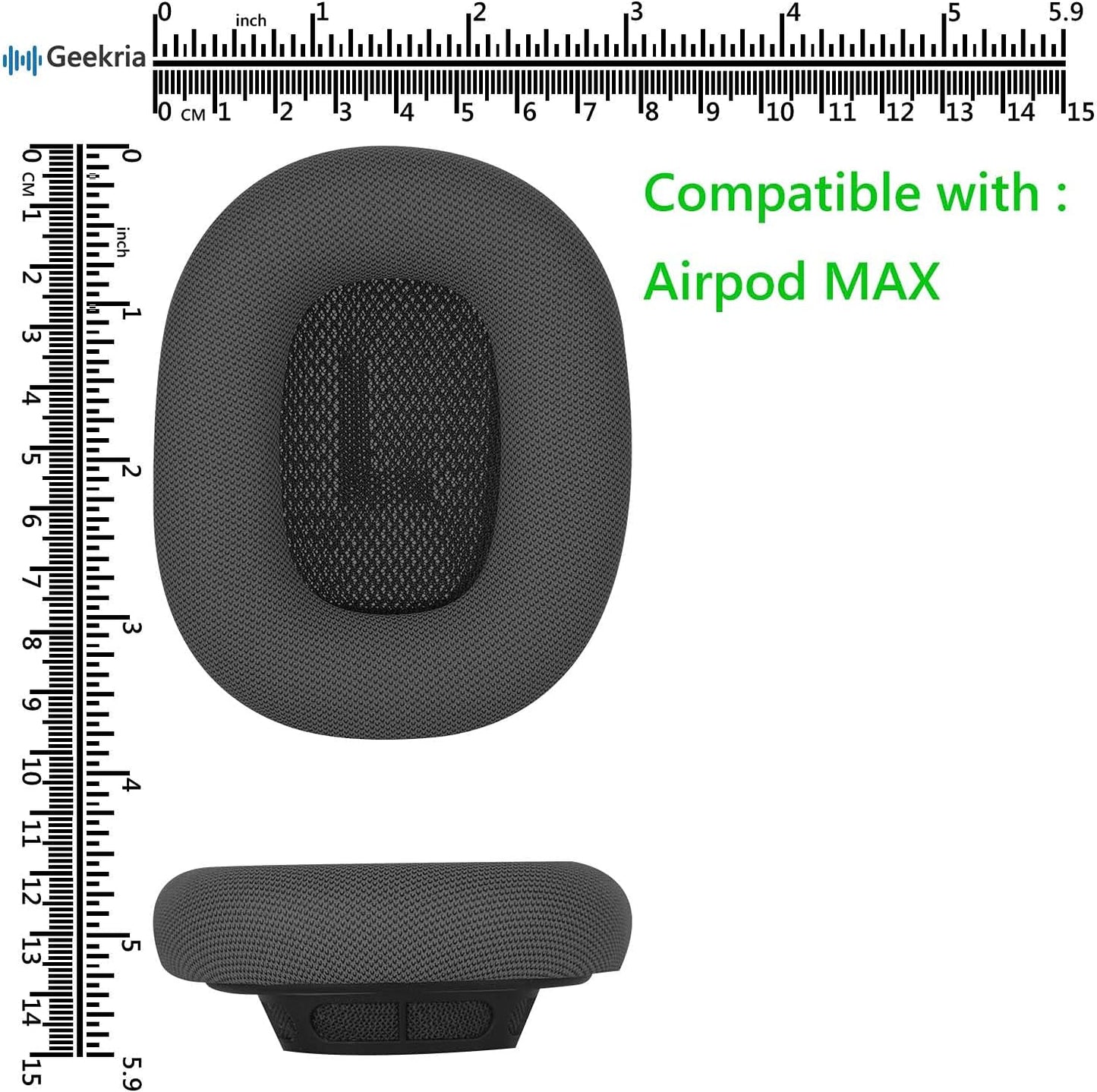 Geekria Quickfit Replacement Ear Pads for Airpod MAX Headphones Earpads, Headset Ear Cushion Repair Parts (Black)  GEEKRIA   