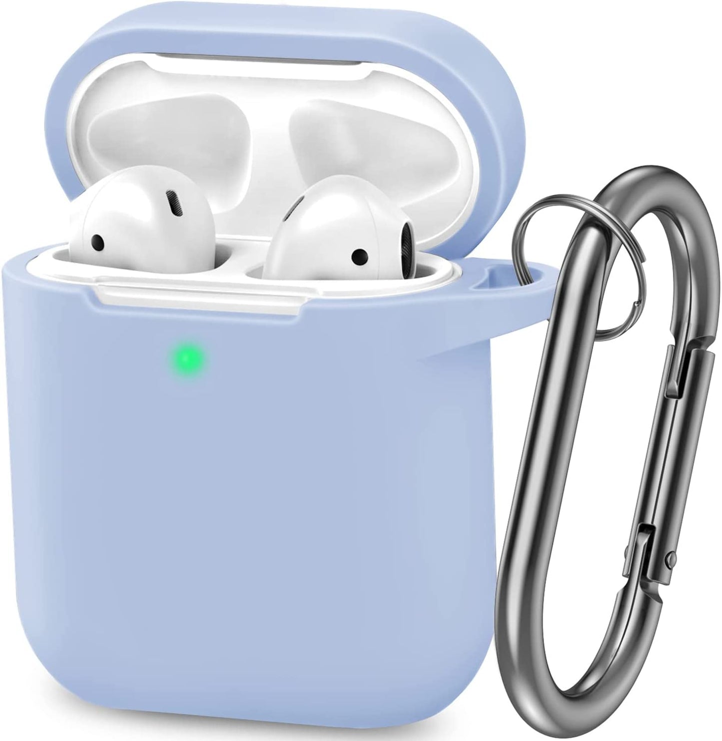 ATUAT Airpods Case Cover, Full Protective Silicone Skin Dust-Proof Designed for Apple Airpods 1St 2Nd Generation with Keychain, Front LED Visible, Light Blue  ATUAT   
