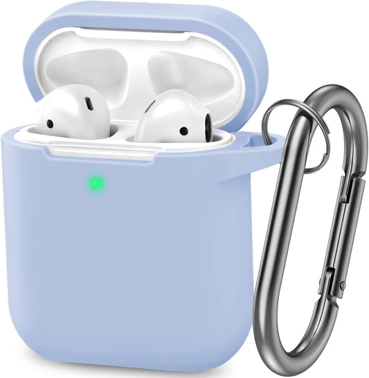 ATUAT Airpods Case Cover, Full Protective Silicone Skin Dust-Proof Designed for Apple Airpods 1St 2Nd Generation with Keychain, Front LED Visible, Light Blue  ATUAT   