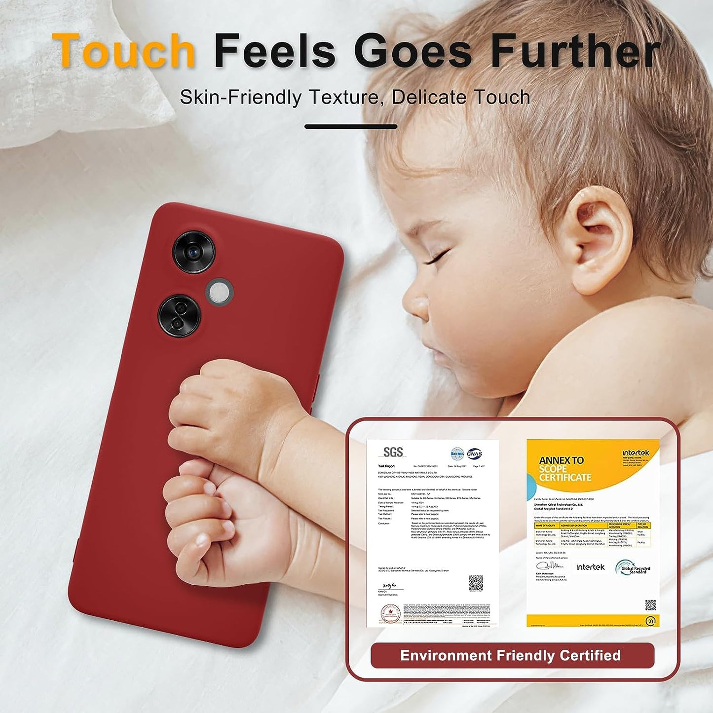 YENAPOON for Oneplus Nord N30 5G Case and 2 Pack Tempered Glass Screen Protector, Slim Liquid Silicone Shockproof Protective Case - Red  YENAPOON   