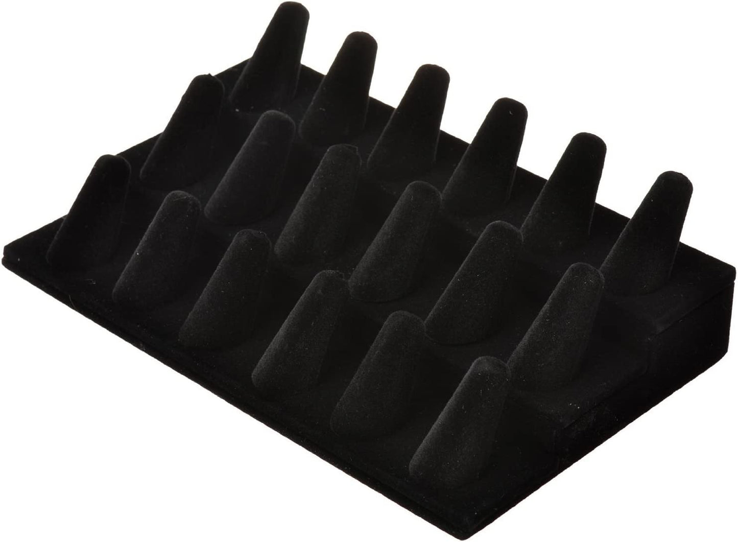 Bocar Black Velvet Finger Ring Display Showcase Organizer Holder Jewelry Storage Counter (18JZZ)  bocarjewelry   
