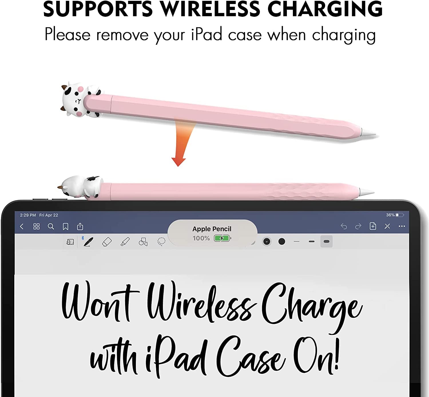 NIUTRENDZ Cute Cow Apple Pencil Case for Apple Pencil 2Nd Generation Case Silicone Protective Cover Sleeve Skin Accessories (Pink)  NIUTRENDZ   