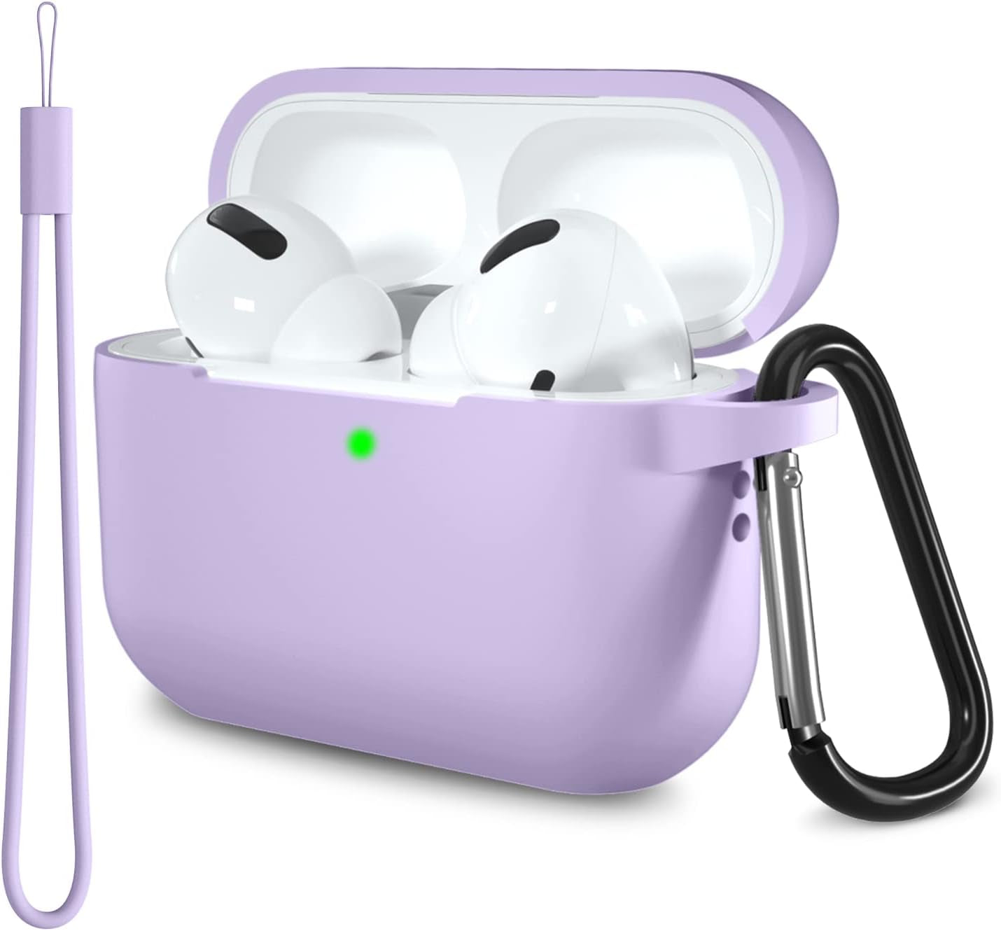 Lerobo for Airpods Pro 2Nd/1St Generation Case Cover with Keychain & Lanyard,Soft Silicone Skin Full Protective Airpod Pro Case for Apple Airpod Pro 2022/2019 Charging Case [Front LED Visible] Lilac  PJStore-US B-Lavender  