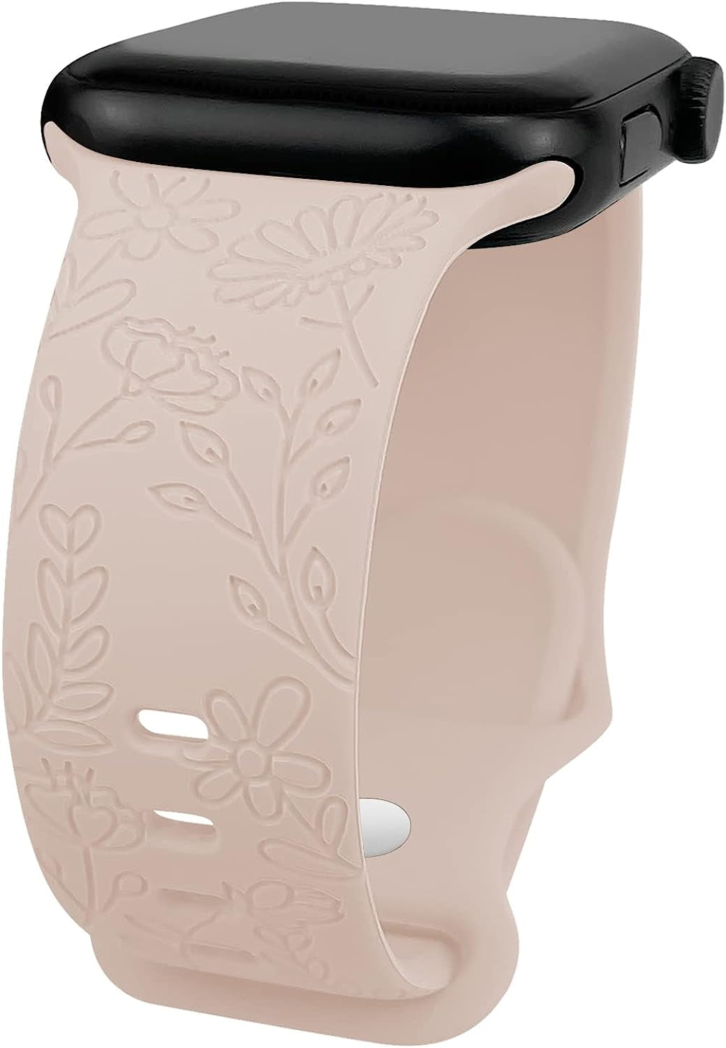 Lyfatz Flower Engraved Bands Compatible with Apple Watch Band 38Mm 40Mm 41Mm 42Mm 44Mm 45Mm 49Mm Women,Floral Laser Soft Silicone Waterproof Sport Band Replacement Wristbands for Iwatch Series 8 7 6 5 4 3 2 1 SE Ultra  Lyfatz Sand Powder 38/40/41mmM/L 