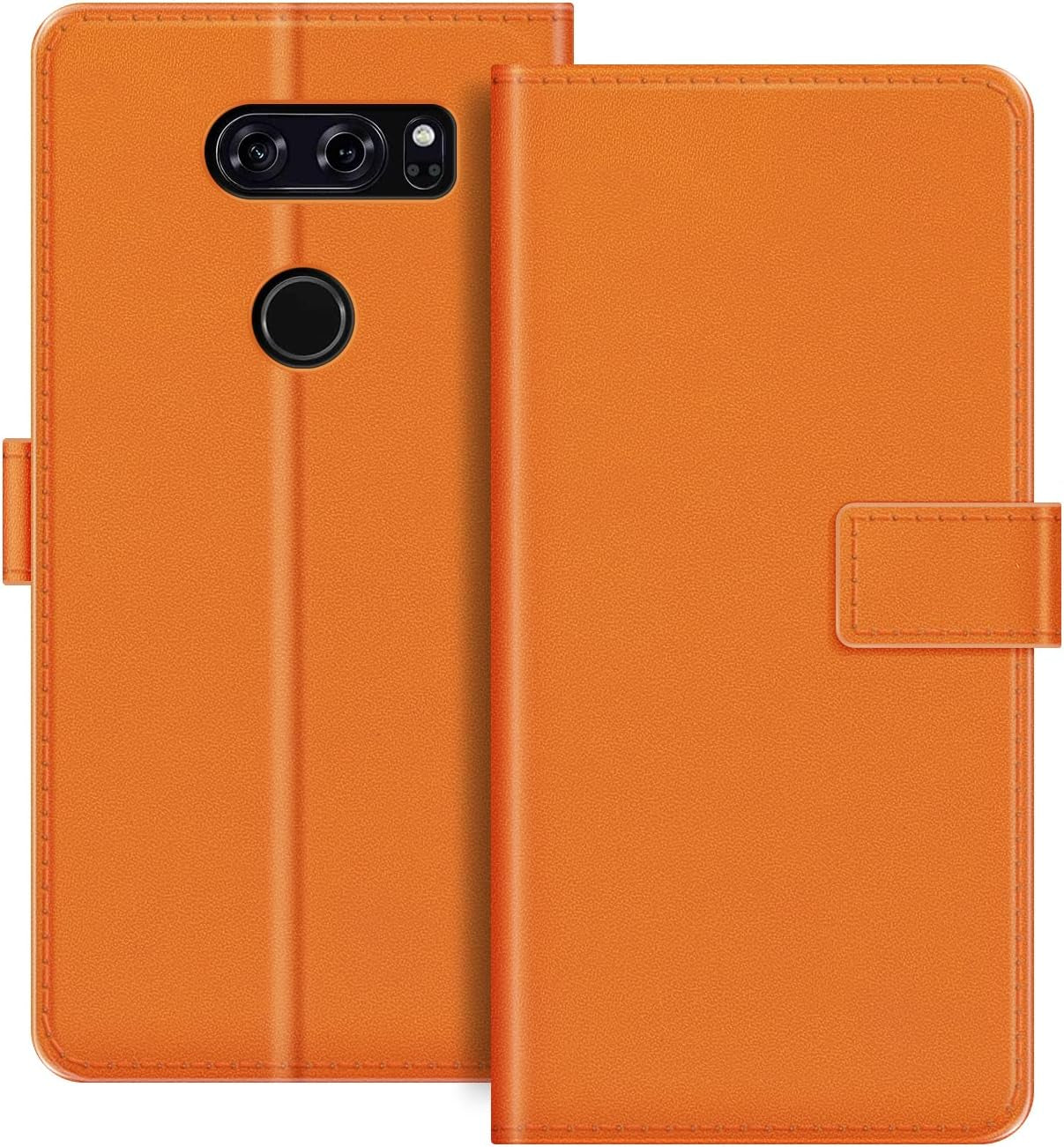 For LG V30 Case, Premium Magnetic PU Leather Cover with Card Holder and Kickstand, Fashion Flip Case for LG V30+ 6 Inches  MILEGAO Orange  