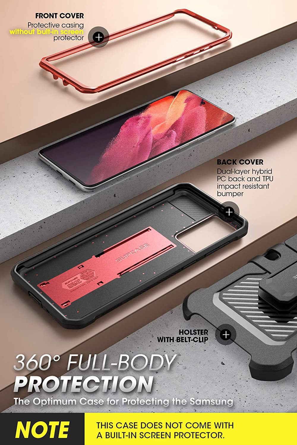 SUPCASE Ubpro Series Case for Galaxy S21+ plus 5G (2021 Release), Full-Body Dual Layer Rugged Holster & Kickstand Case without Built-In Screen Protector (Ruddy)  SUPCASE   