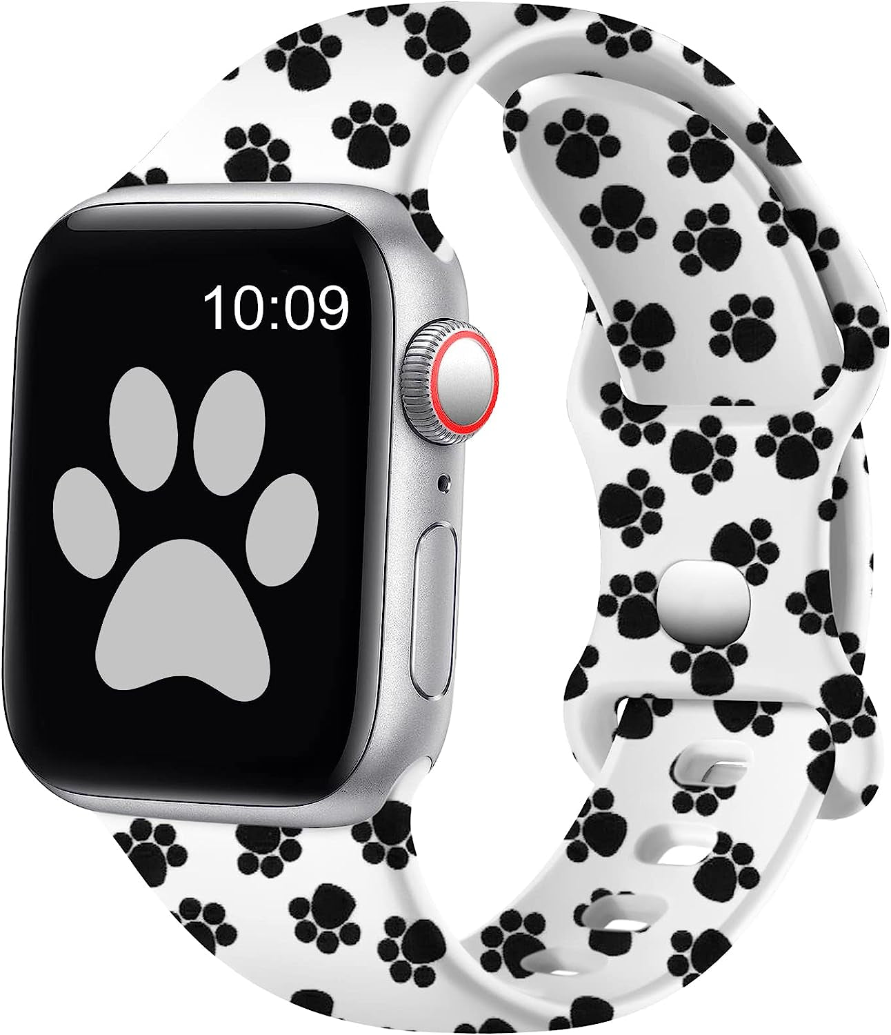 Easuny Compatible with Apple Watch Band 38Mm 40Mm 41Mm 42Mm 44Mm 45Mm 49Mm Women Men, Soft Silicone Double Sided Printed Pattern Sport Replacement Strap Cute for Iwatch SE Series 8 7 6 5 4 3 2 1 Ultra  Easuny Cat Paw 42/44/45/49mm S/M 