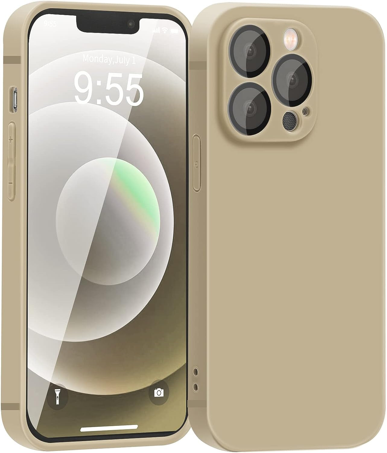 YZR Silicone Case for Iphone 12 Pro Max Case 6.7 Inch, Individual Protection for Each Lens, Liquid Silicone Phone Case with Microfiber Lining (Hawthorn Red)  YZR Khaki  