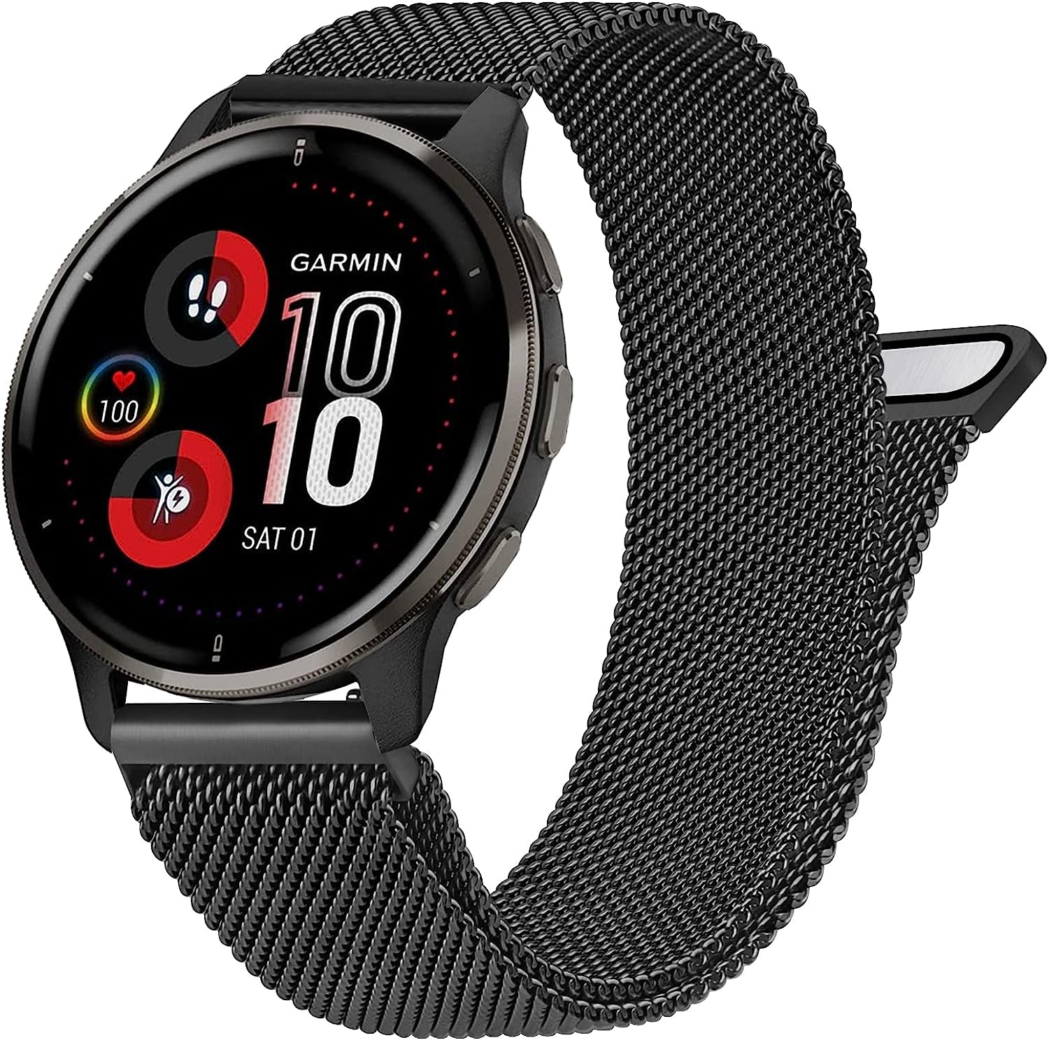 Metal Bands for Garmin Venu / Venu 2 plus / Venu Sq Watch Band Women Men, 20Mm Stainless Steel Replacement Wristband Strap for Garmin Vivomove Sport, Vivoactive 3 / 3 Music, Forerunner 645 / 245 Music Smart Watch  Wanme   