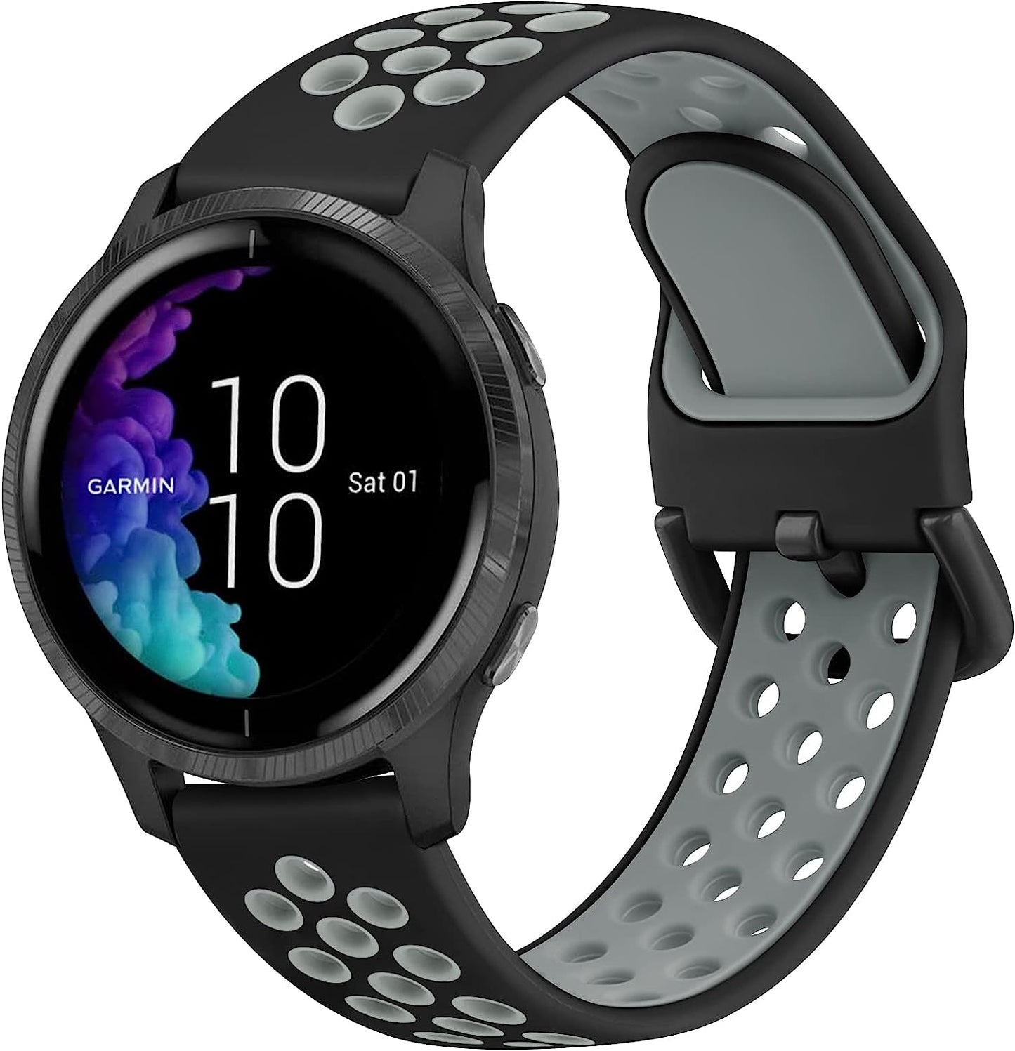 Wanme Sport Band for Garmin Venu / Venu Sq / Vivoactive 3 Watch Bands, 20Mm Adjustable Soft Silicone Replacement Wristband Strap for Garmin Vivoactive 3 Music, Forerunner 645 / 245 Music, Samsung Galaxy Watch 4  Wanme   