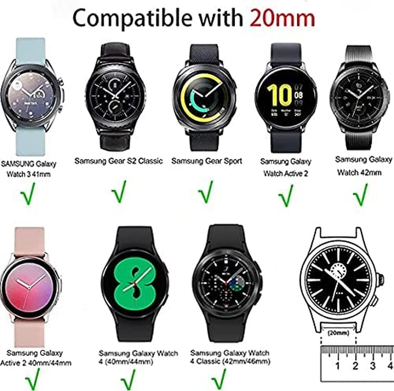 XRHWW 5 Pack 20Mm Stretchy Nylon Loop Watch Bands Compatible with Samsung Galaxy Watch Active 2 44Mm 40Mm/Active 40Mm/Galaxy Watch 3 41Mm/Galaxy Watch 42Mm/Galaxy Watch 4 44Mm 40Mm/Galaxy Watch 5 44Mm 40Mm/Pro 45Mm  XRHWW   