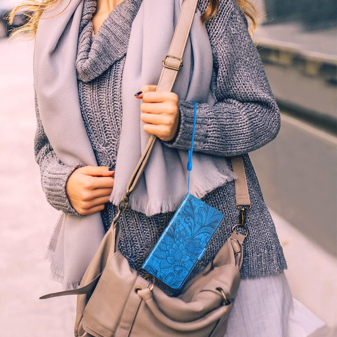 Asuwish Phone Case for Oneplus Nord N200 5G with Screen Protector and Lace Wallet Cover Flip Card Holder Stand Cell Accessories One plus N 200 G5 1 plus 200N 1Plus One+ 1+ N2005G 2021 Women Men Blue  Asuwish   