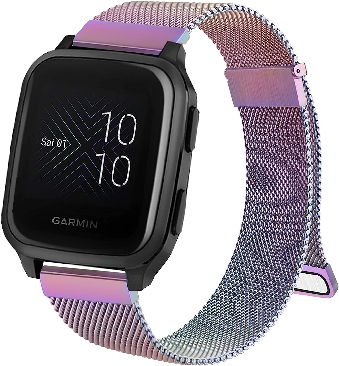 Wanme Metal Bands for Garmin Venu 2 plus / Venu Sq / Venu / Vivoactive 3 Watch Band Women Men, Stainless Steel Mesh Magnetic Replacement Wristband Bracelet Strap for Garmin Vivomove Sport, Vivoactive 3 Music, Forerunner 645 / 245 Music Smart Watch  Wanme Colorful  