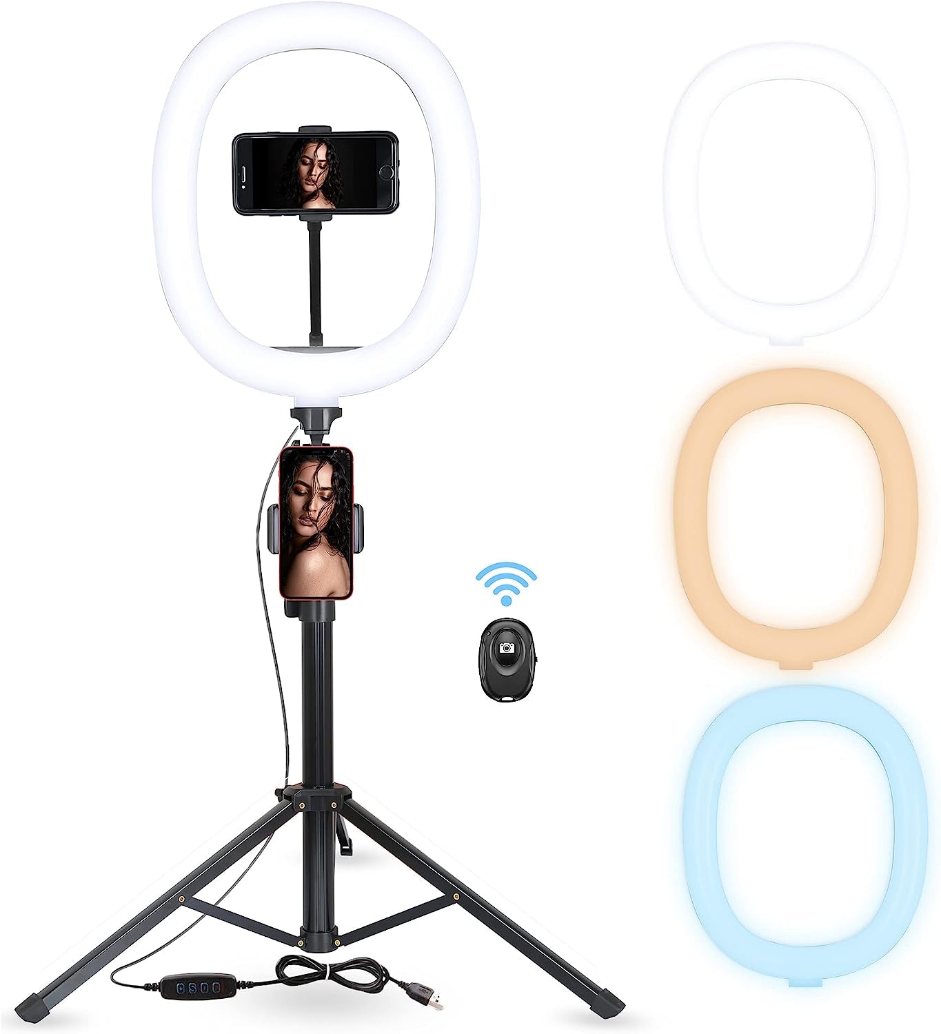 67 Inch Selfie Stick Tripod Stand Ring Light Diffusers Wireless Remote Shutter Dimmable Ringlight Circle Light LED Camera Lighting for Live Stream/Makeup/Youtube/Tiktok, Compatible with Iphone Android  udoo   