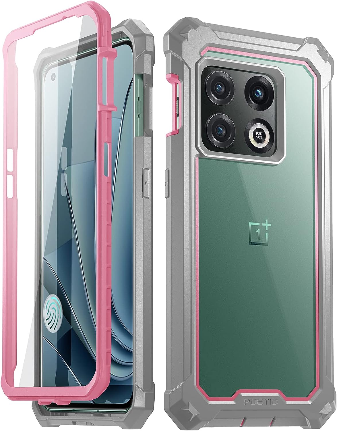 Poetic Guardian Case Designed for Oneplus 10 Pro 5G, Built-In Screen Protector Work with Fingerprint ID, Full Body Hybrid Shockproof Bumper Cover Case, Pink/Clear  Poetic Pink  