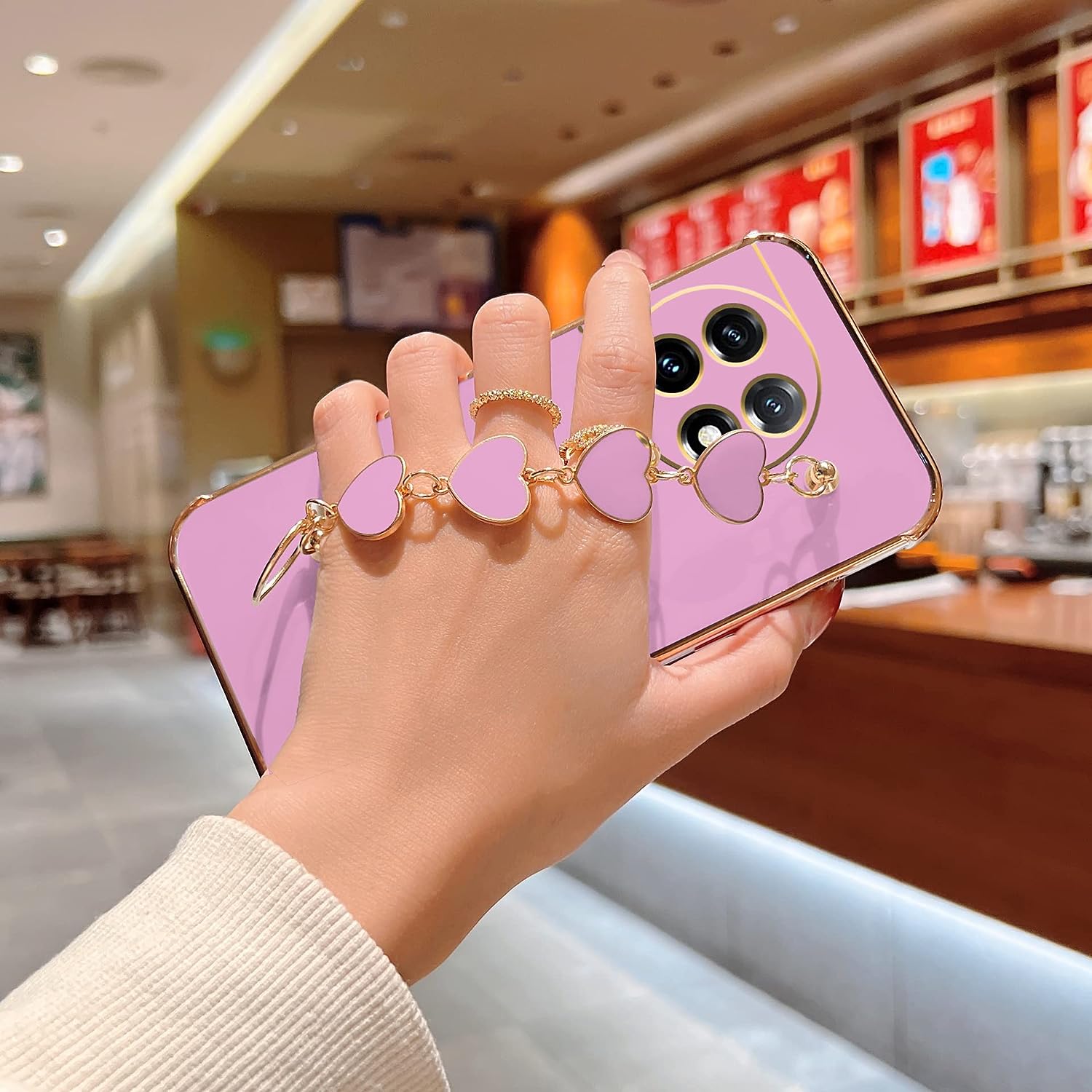 Jancyu Compatible with Oneplus 11 Case Silicone,Shockproof Phone Case for Oneplus11 with Strap Love Slim Protective Accessories Cute Cover for Women Girls (Purple)  Jancyu   