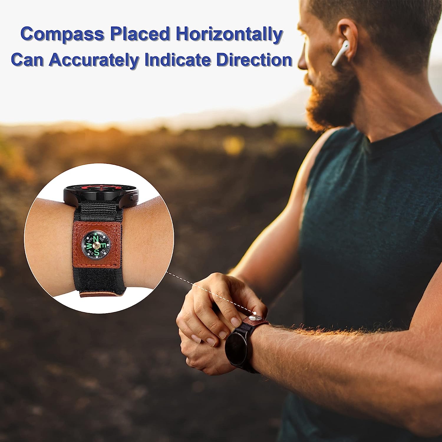 Yeahxing Compass Band Compatible with Samsung Galaxy Watch 5 Pro 45Mm/ Watch 4 & 5 40Mm 44Mm/ Watch 4 Classic 42Mm 46Mm, 20Mm Rugged Nylon Woven Loop Compass Sports Quick Release Replacement Strap for Men Women  Yeahxing   