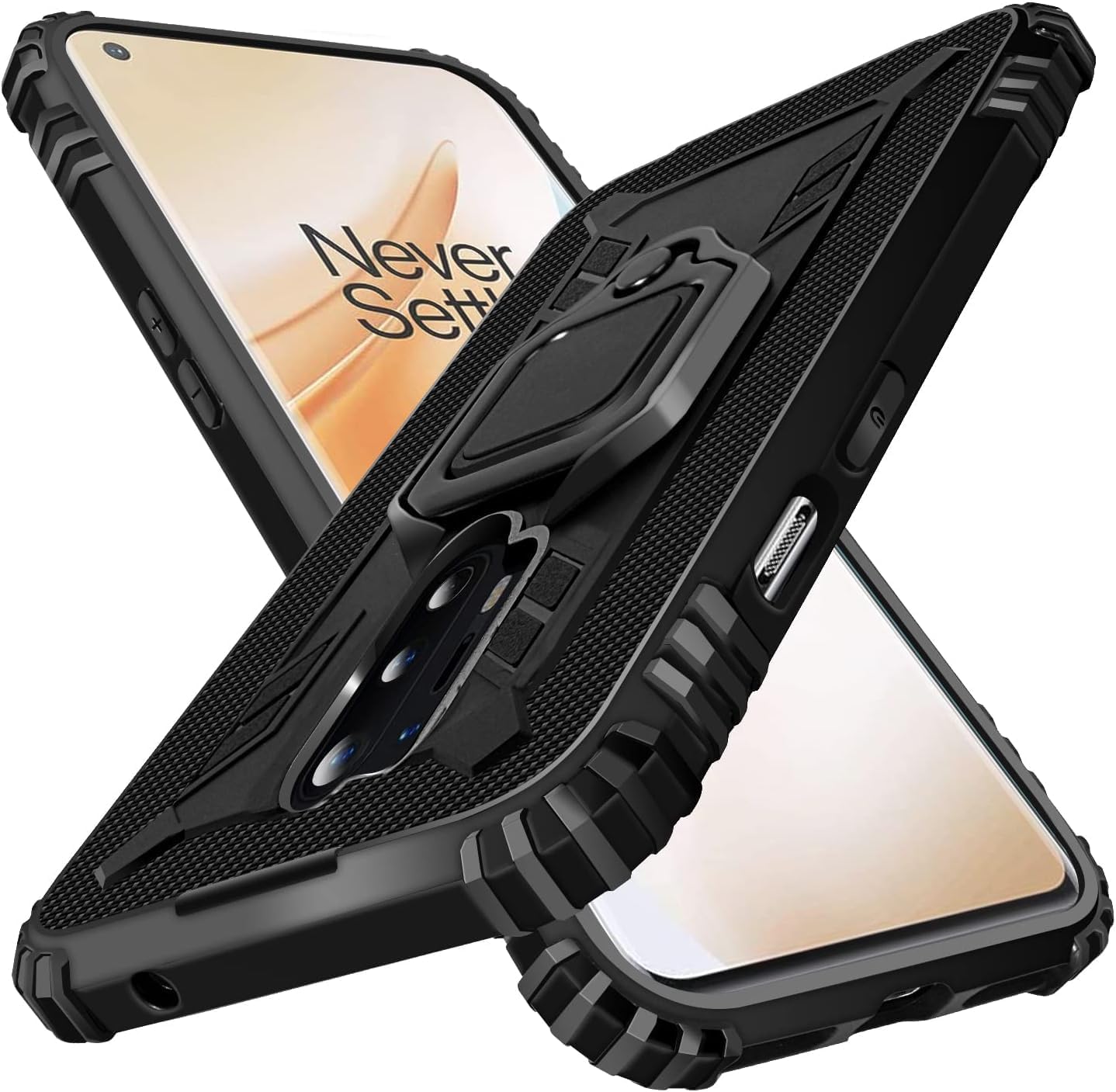 Shields up Oneplus 7T Case | 10Ft. Drop Tested | Carbon Case | Ultra Slim | Lightweight | Scratch Resistant | Shockproof Rugged Protective Cover with Kickstand for Oneplus 7T/ 1+7T -Black  Shields Up inc Black- Oneplus 8T  