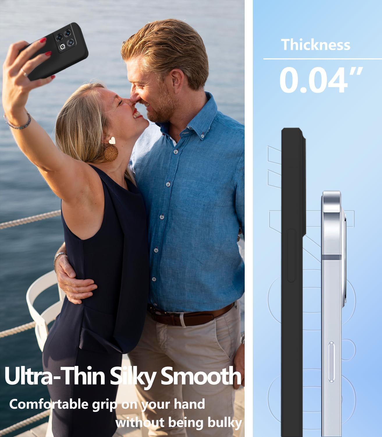 Wousunly Compatible with Oneplus 10 Pro Case Silicone Liquid Pink, Soft Smooth Touch Oneplus 10 Pro Phone Case Silicone Shockproof Thin Cover (Oneplus 10 Pro, Black)  Wousunly   